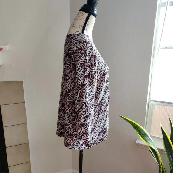 Kim Rogers Two Tops Geometric Print Multicolor 3/4 Sleeve 100% Cotton Tunic 1X - Picture 8 of 10